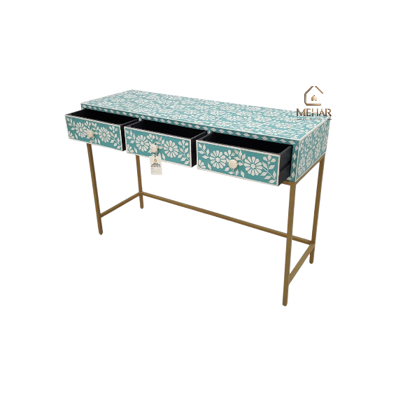 20241114_165742 WDN FLORAL BONE INLAY CONSOLE TABLE WITH 3 DRAWER