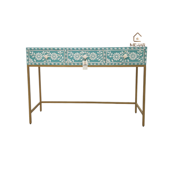 20241114_165848 WDN FLORAL BONE INLAY CONSOLE TABLE WITH 3 DRAWER