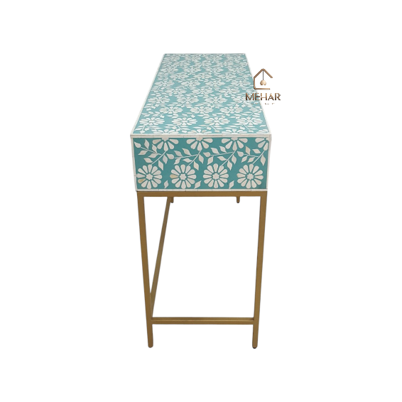 20241114_170122 WDN FLORAL BONE INLAY CONSOLE TABLE WITH 3 DRAWER