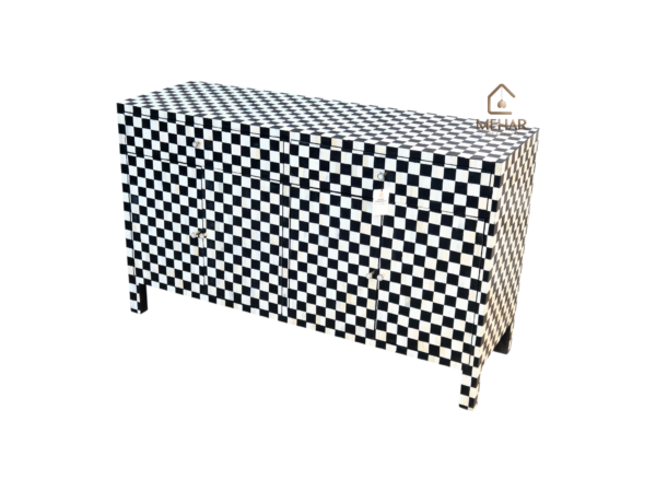 20250121_152405 WDN BONE INLAY SIDEBOARD 2 DRAWER 4 DOOR IN BLACK AND WHITE FINISH