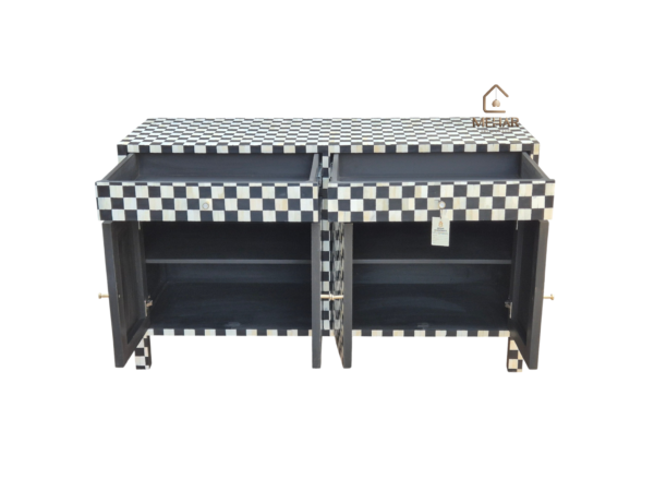 20250121_152552 WDN BONE INLAY SIDEBOARD 2 DRAWER 4 DOOR IN BLACK AND WHITE FINISH