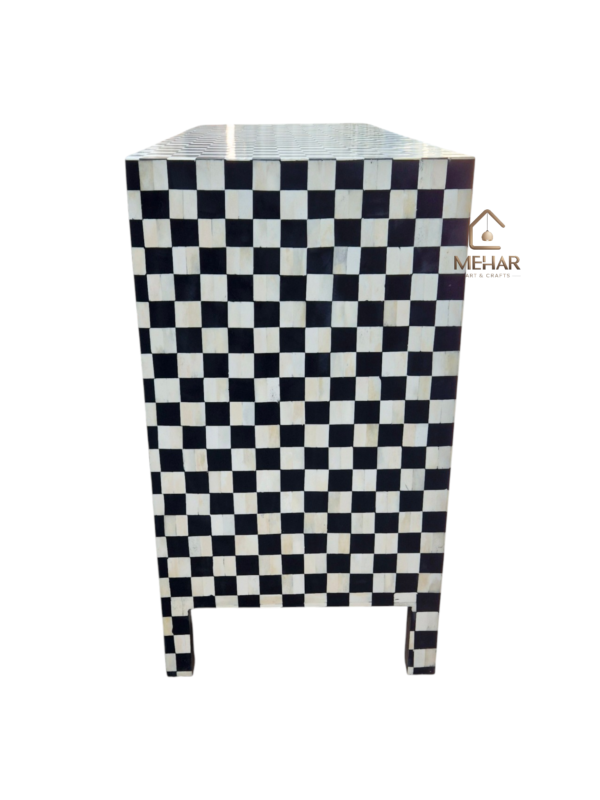 20250121_152650 WDN BONE INLAY SIDEBOARD 2 DRAWER 4 DOOR IN BLACK AND WHITE FINISH