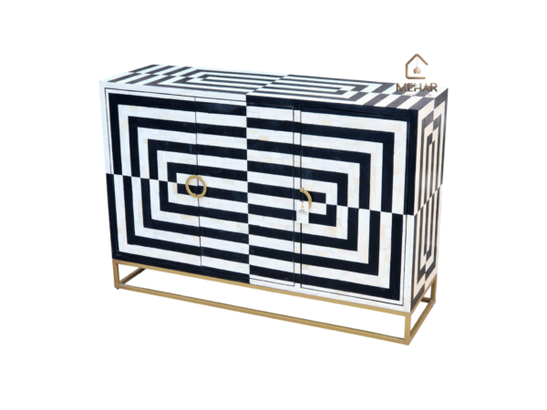 20250121_153035 WDN BONE INLAY SIDEBOARD / CABINET 3 DOOR WITH METAL BASE