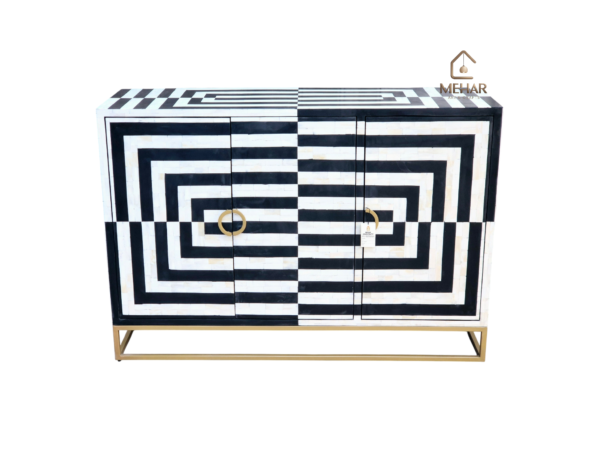 20250121_153107 WDN BONE INLAY SIDEBOARD / CABINET 3 DOOR WITH METAL BASE