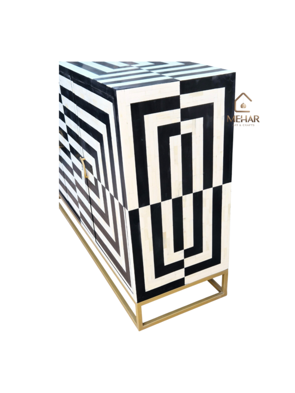 20250121_153205 WDN BONE INLAY SIDEBOARD / CABINET 3 DOOR WITH METAL BASE