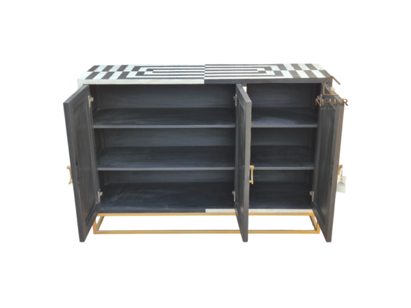 20250121_153241 WDN BONE INLAY SIDEBOARD / CABINET 3 DOOR WITH METAL BASE