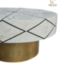 WDN NATURAL BONE INLAY COFFEE TABLE IN WHITE & BLACK FINISH