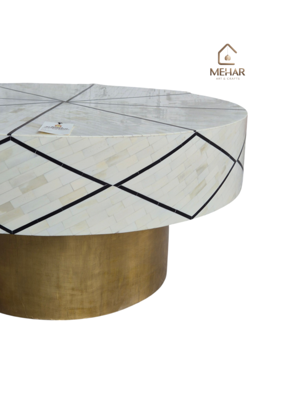 WDN NATURAL BONE INLAY COFFEE TABLE IN WHITE & BLACK FINISH