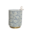WDN FLORAL BONE INLAY SIDE TABLE IN GREY FINISH