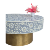 WDN BONE INLAY FLORAL COFFEE TABLE IN WHITE & GREY FINISH