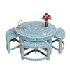 20251010_175055 (1) WDN BONE INLAY FLORAL COFFEE TABLE WITH MATCHING STOOL (SET OF 5)