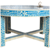 20251010_175218 WDN BONE INLAY FLORAL COFFEE TABLE WITH MATCHING STOOL (SET OF 5)