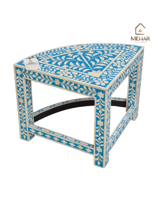 20251010_175549 WDN BONE INLAY FLORAL COFFEE TABLE WITH MATCHING STOOL (SET OF 5)