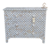 WDN MOTHER OF PEARL INLAY CHEST OF 3 DRAWER IN GREY FINISH