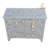 WDN MOTHER OF PEARL INLAY CHEST OF 3 DRAWER IN GREY FINISH