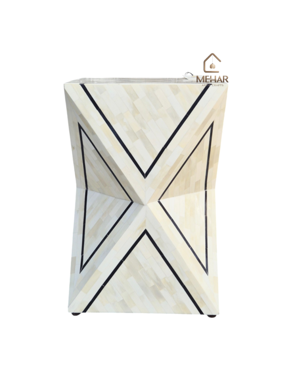 20251016_144927 WDN BONE INLAY SIDE TABLE IN BLACK & WHITE FINISH