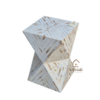 WDN MOTHER OF PEARL INLAY SIDE TABLE IN WHITE FINISH
