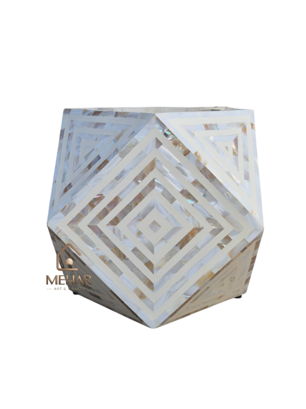 20251016_150431 WDN MOTHER OF PEARL INLAY DIAMOND SHAPED STOOL/ SIDE TABLE
