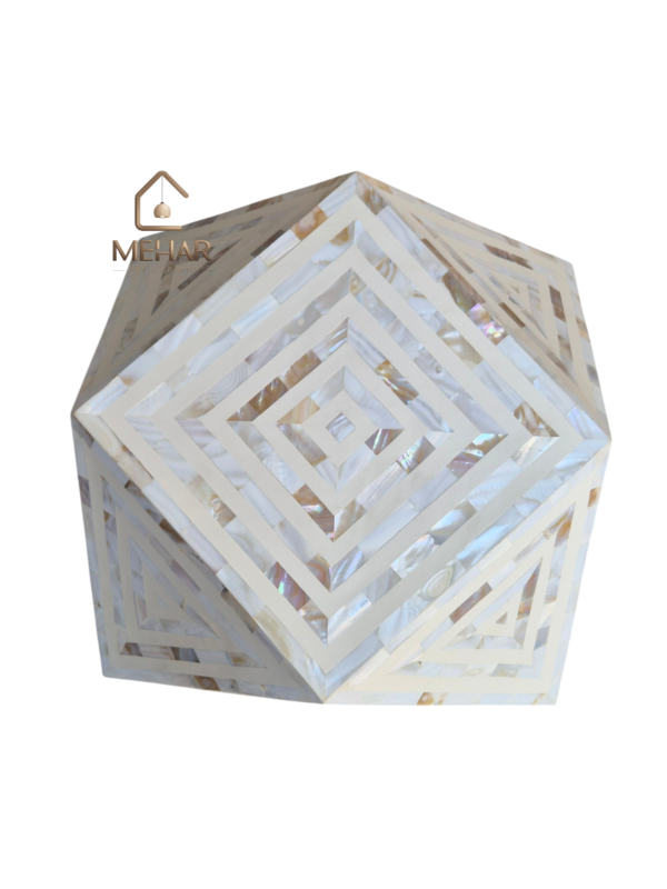 20251016_150459 WDN MOTHER OF PEARL INLAY DIAMOND SHAPED STOOL/ SIDE TABLE