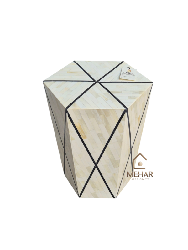 WDN BONE INLAY BLACK & WHITE SIDE TABLE