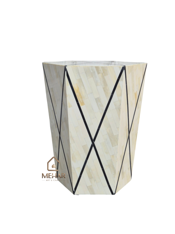 WDN BONE INLAY BLACK & WHITE SIDE TABLE