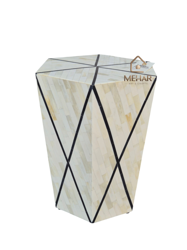WDN BONE INLAY BLACK & WHITE SIDE TABLE