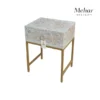 Mother Of Pearl Floral Inlay Bedside Table with Metal Base (1 DR)