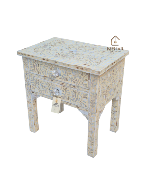 20251016_162103 WDN MOP Floral Inlay Bedside Table (2 Drawers)