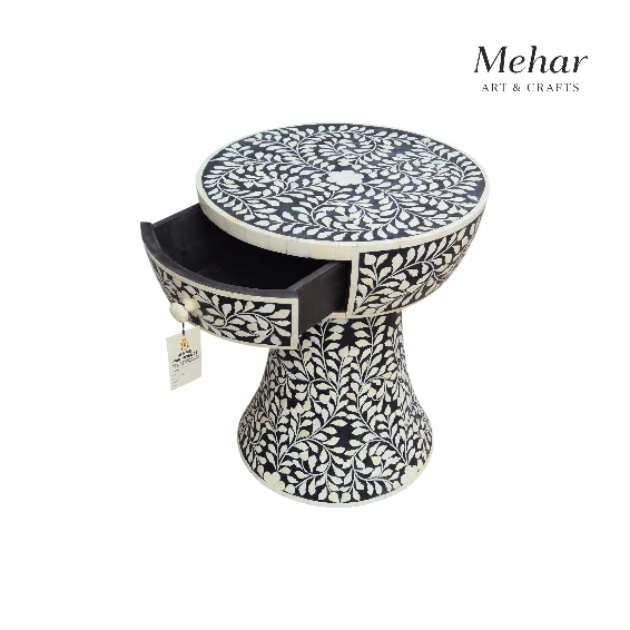 20251103_151719 WDN Floral Bone Inlay Bedside Table (1 Drawer)
