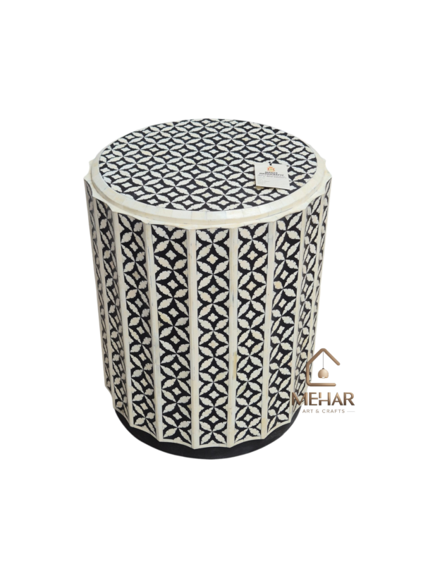 20251103_153920 WDN Bone Inlay Side Table In White & Black Finish