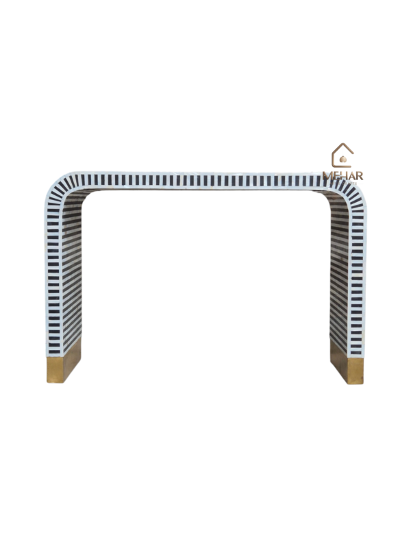 20251103_154639 WDN MOP INLAY U SHAPE CONSOLE TABLE (STRIPED DESIGN)
