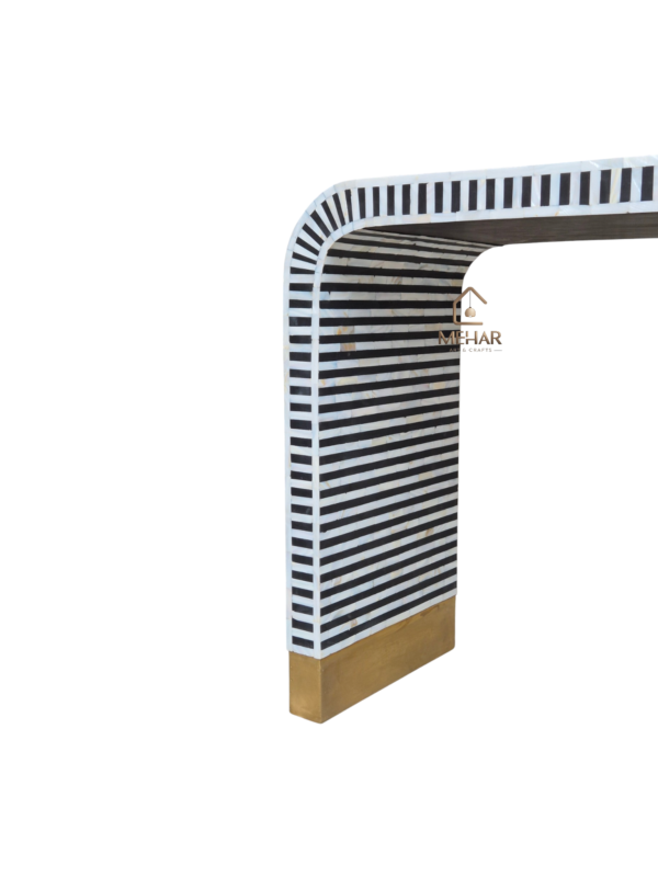 20251103_154655 WDN MOP INLAY U SHAPE CONSOLE TABLE (STRIPED DESIGN)