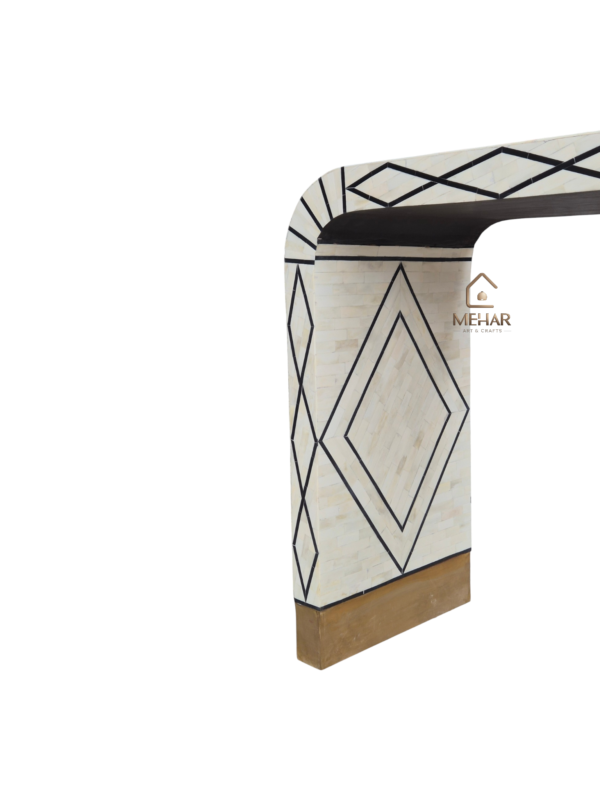 WDN BONE INLAY CONSOLE TABLE- HANDMADE BLACK & WHITE HALLWAY TABLE