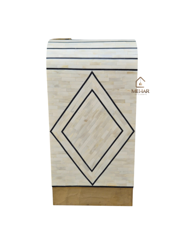 WDN BONE INLAY CONSOLE TABLE- HANDMADE BLACK & WHITE HALLWAY TABLE