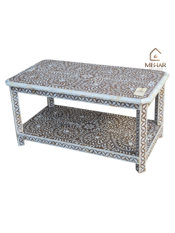 WDN MOTHER OF PEARL INLAY FLORAL COFFEE TABLE