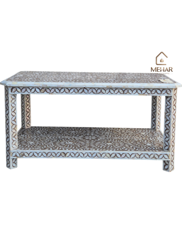 WDN MOTHER OF PEARL INLAY FLORAL COFFEE TABLE