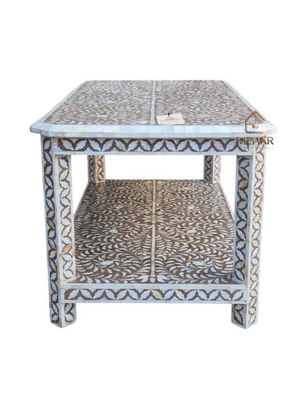 WDN MOTHER OF PEARL INLAY FLORAL COFFEE TABLE