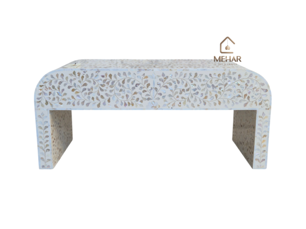 20251104_145750 WDN FLORAL MOTHER OF PEARL INLAY U SHAPE COFFEE TABLE 2 DRAWER