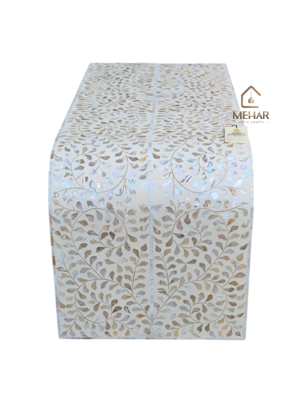 20251104_150442 WDN FLORAL MOP INLAY U SHAPE COFFEE TABLE IN WHITE FINISH