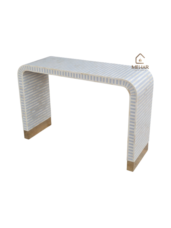 20251106_173026 WDN BONE INLAY U SHAPED CONSOLE TABLE (STRIPPED PATTERN / DESIGN)
