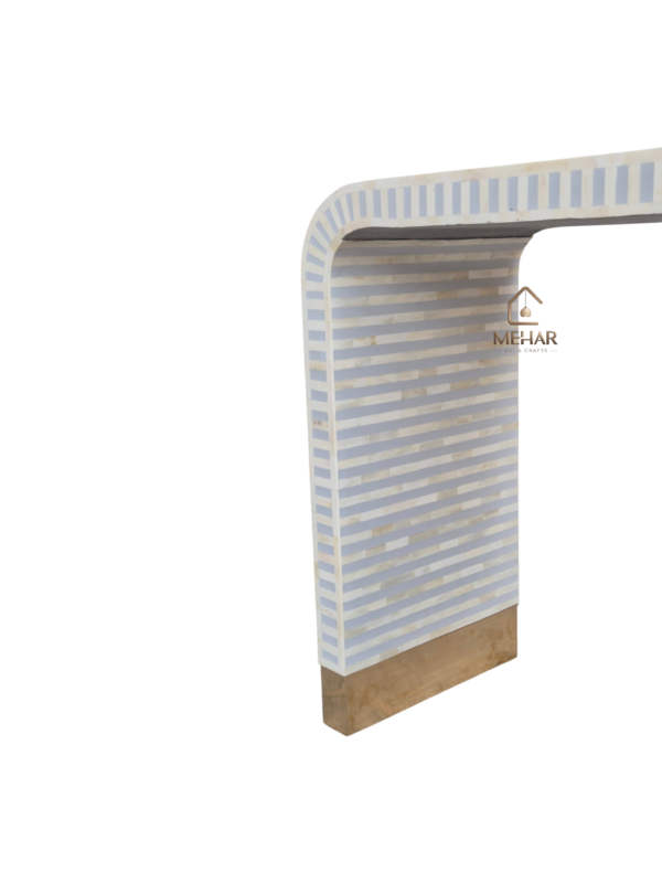 20251106_173212 WDN BONE INLAY U SHAPED CONSOLE TABLE (STRIPPED PATTERN / DESIGN)