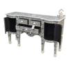 20251108_161700 WDN BONE INLAY FLORAL CHEST OF 3 DRAWERS 2 DOOR IN WHITE & BLACK FINISH
