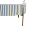 WDN BONE INLAY ROUND COFFEE TABLE WITH METAL LEGS (STRIPPED PATTERN)