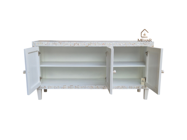 WDN FLORAL MOTHER OF PEARL INLAY SIDEBOARD 3 DOOR