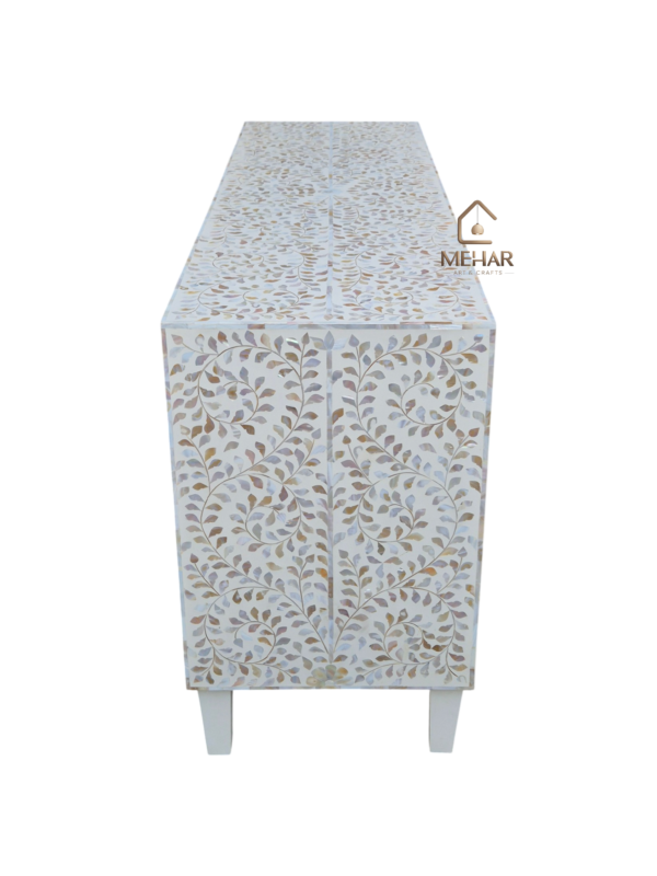 WDN FLORAL MOTHER OF PEARL INLAY SIDEBOARD 3 DOOR