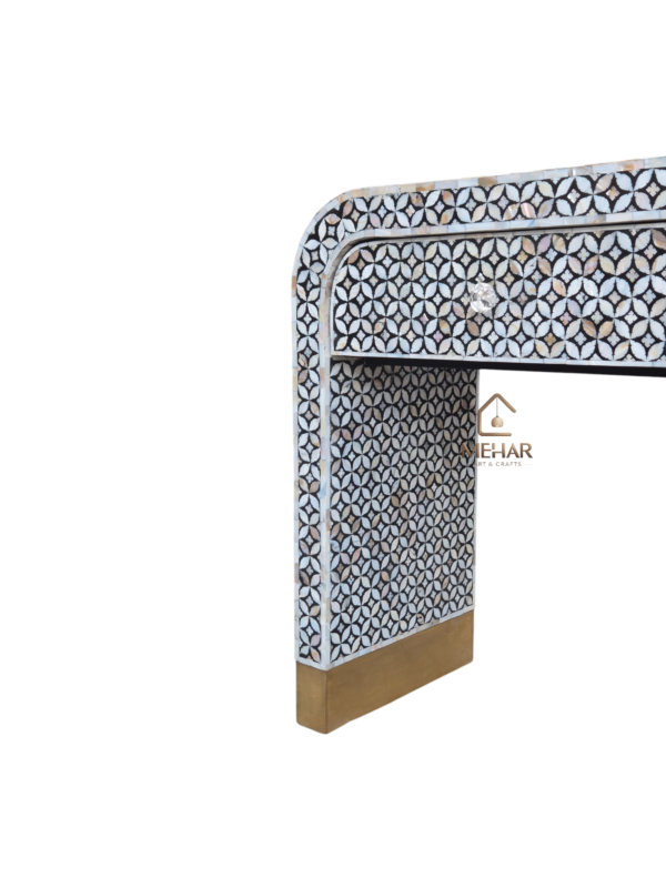 20251108_172652 WDN MOTHER OF PEARL INLAY U CONSOLE TABLE 2 DRAWER