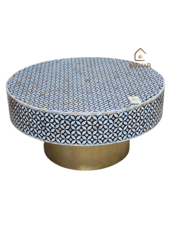 WDN MOTHER OF PEARL INLAY COFFEE TABLE IN BLACK FINISH