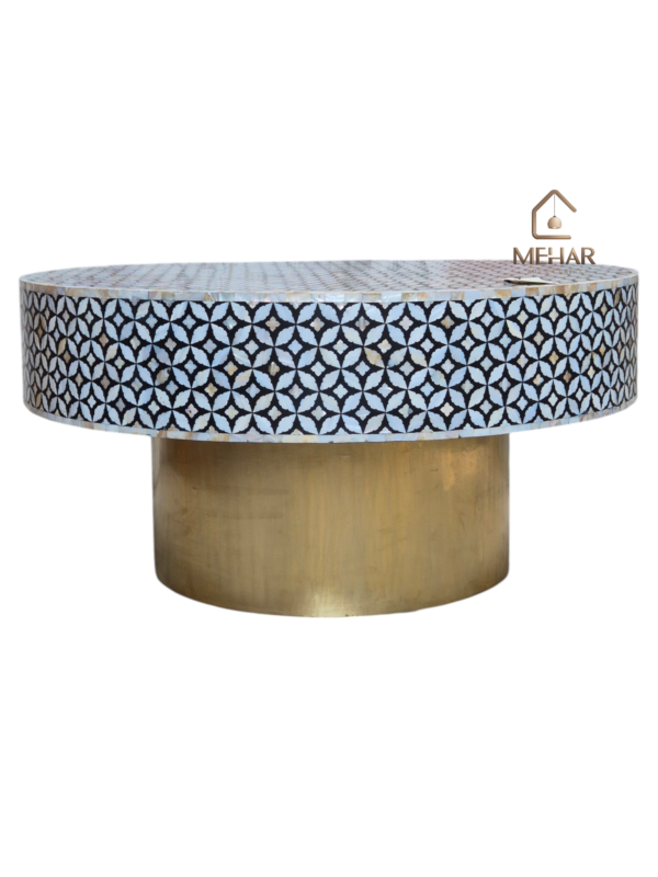 WDN MOTHER OF PEARL INLAY COFFEE TABLE IN BLACK FINISH