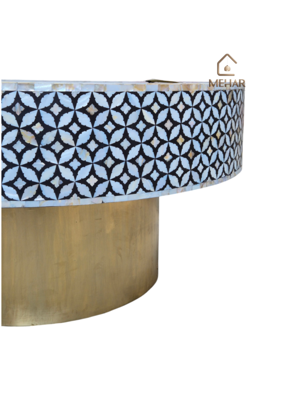WDN MOTHER OF PEARL INLAY COFFEE TABLE IN BLACK FINISH