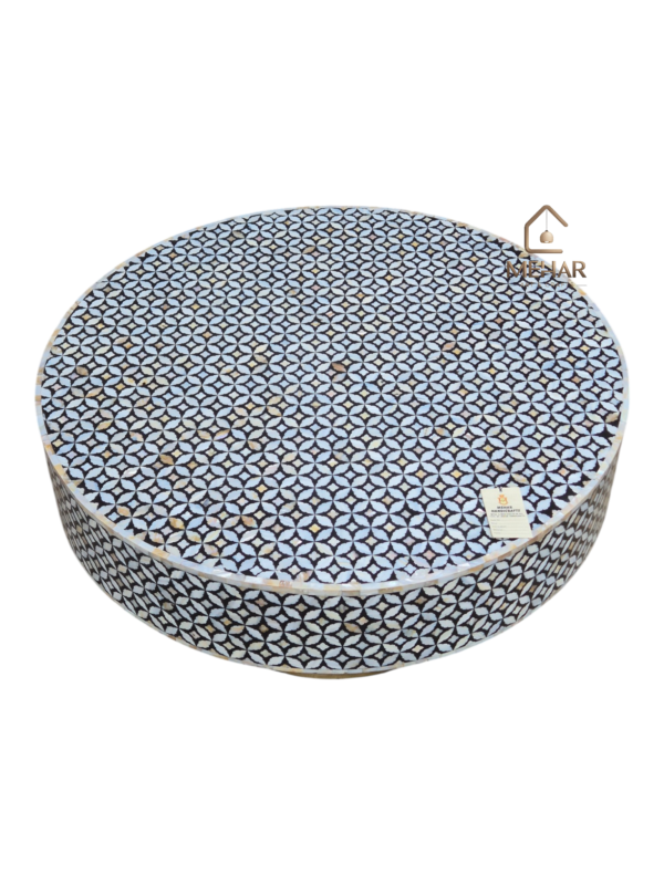 WDN MOTHER OF PEARL INLAY COFFEE TABLE IN BLACK FINISH